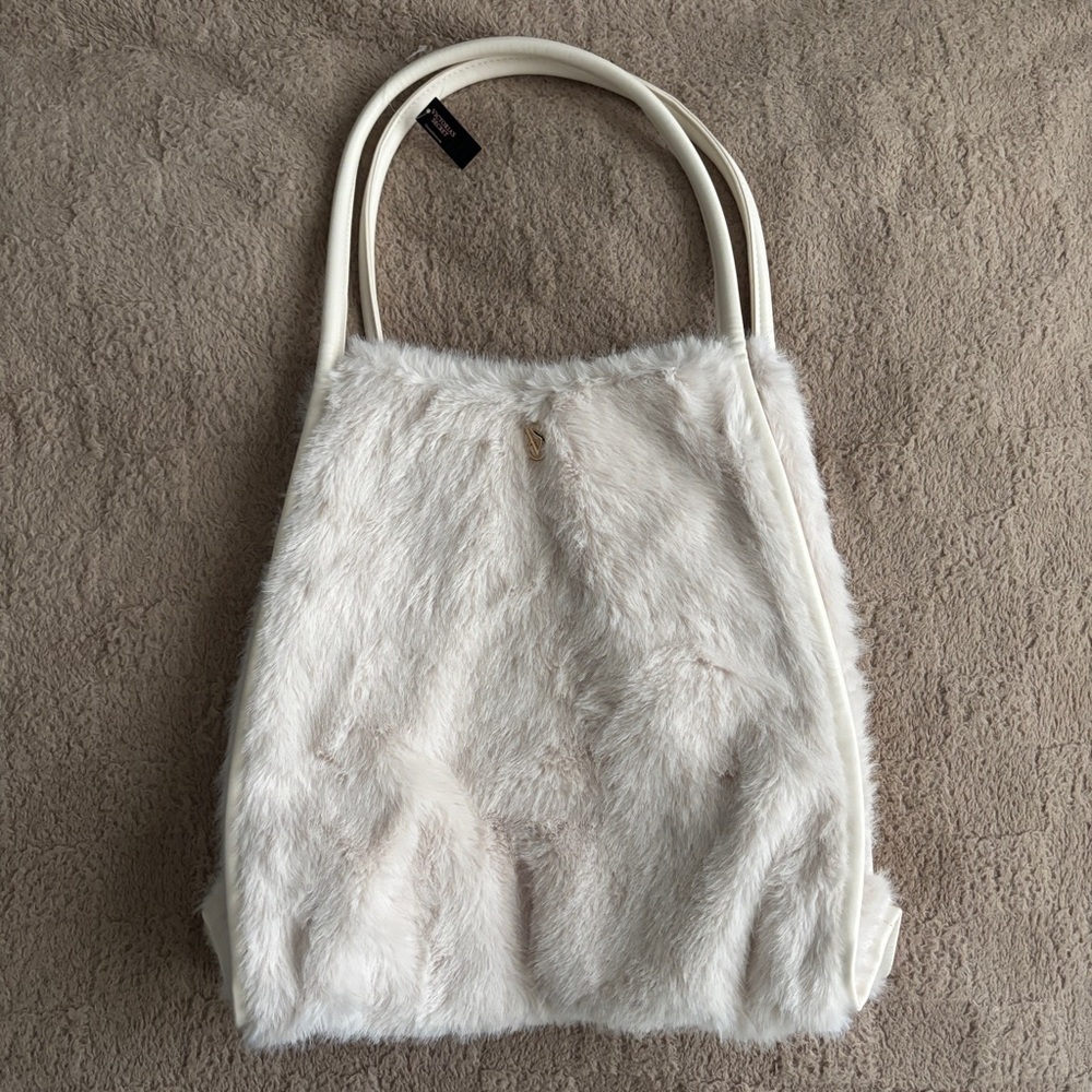 Victoria’s Secret White Faux Fur Tote Bag